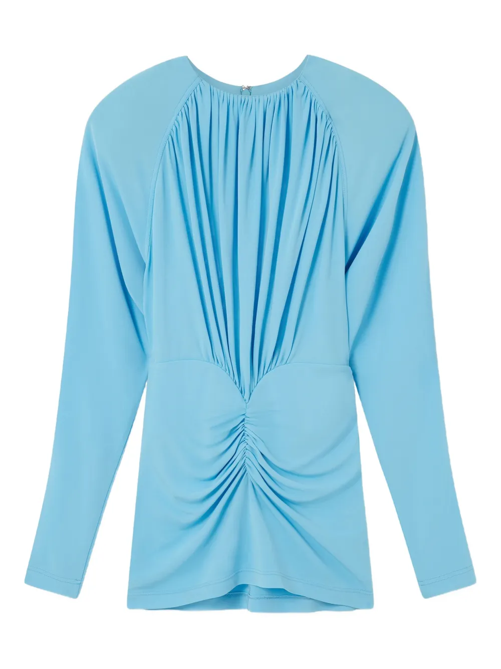 Stella Mccartney Pleated Jersey Long-sleeve Midi Dress In Blue
