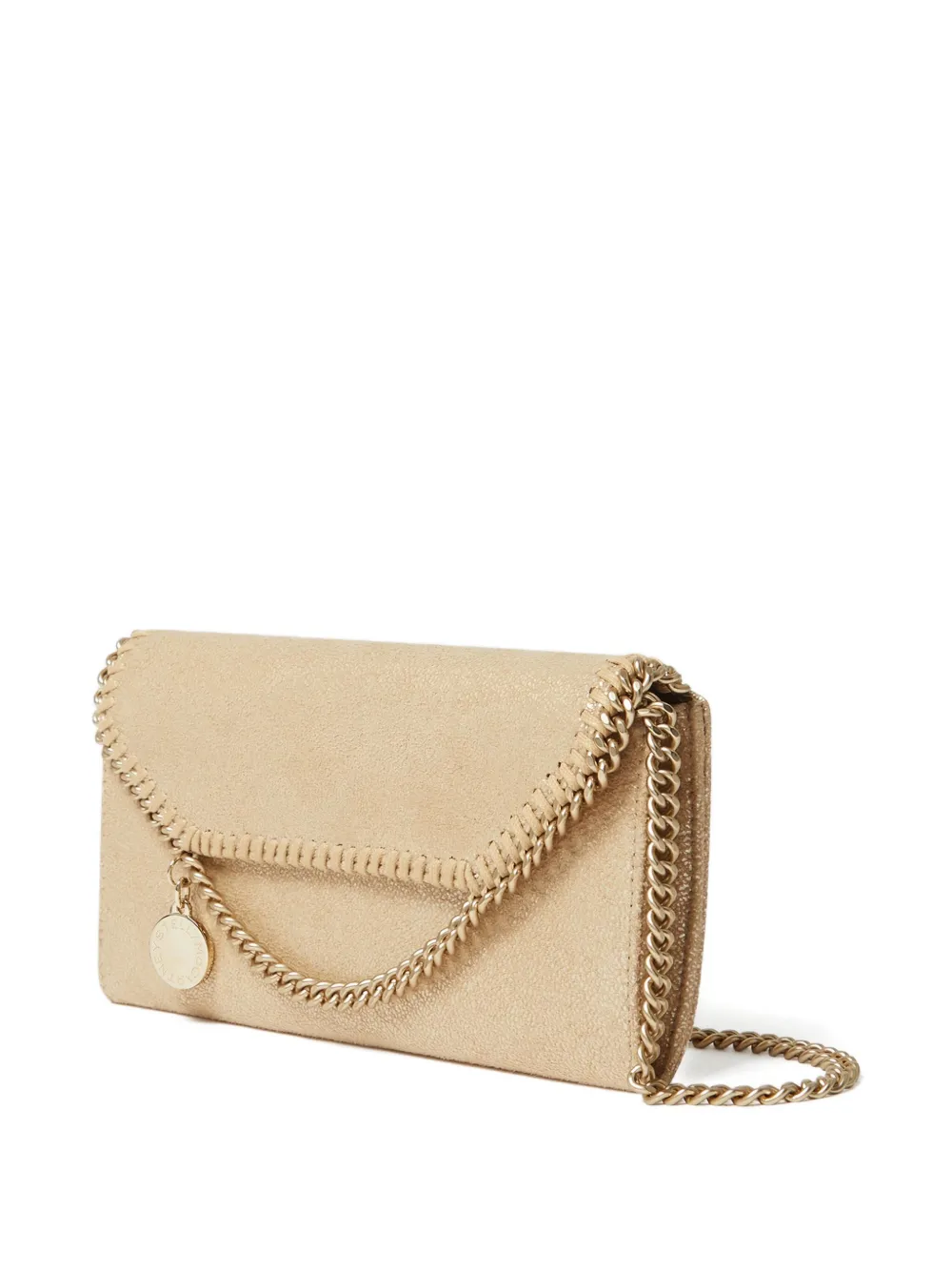 Stella Mccartney Chain Strap Envelope Wallet With Metallic Finish In Brown