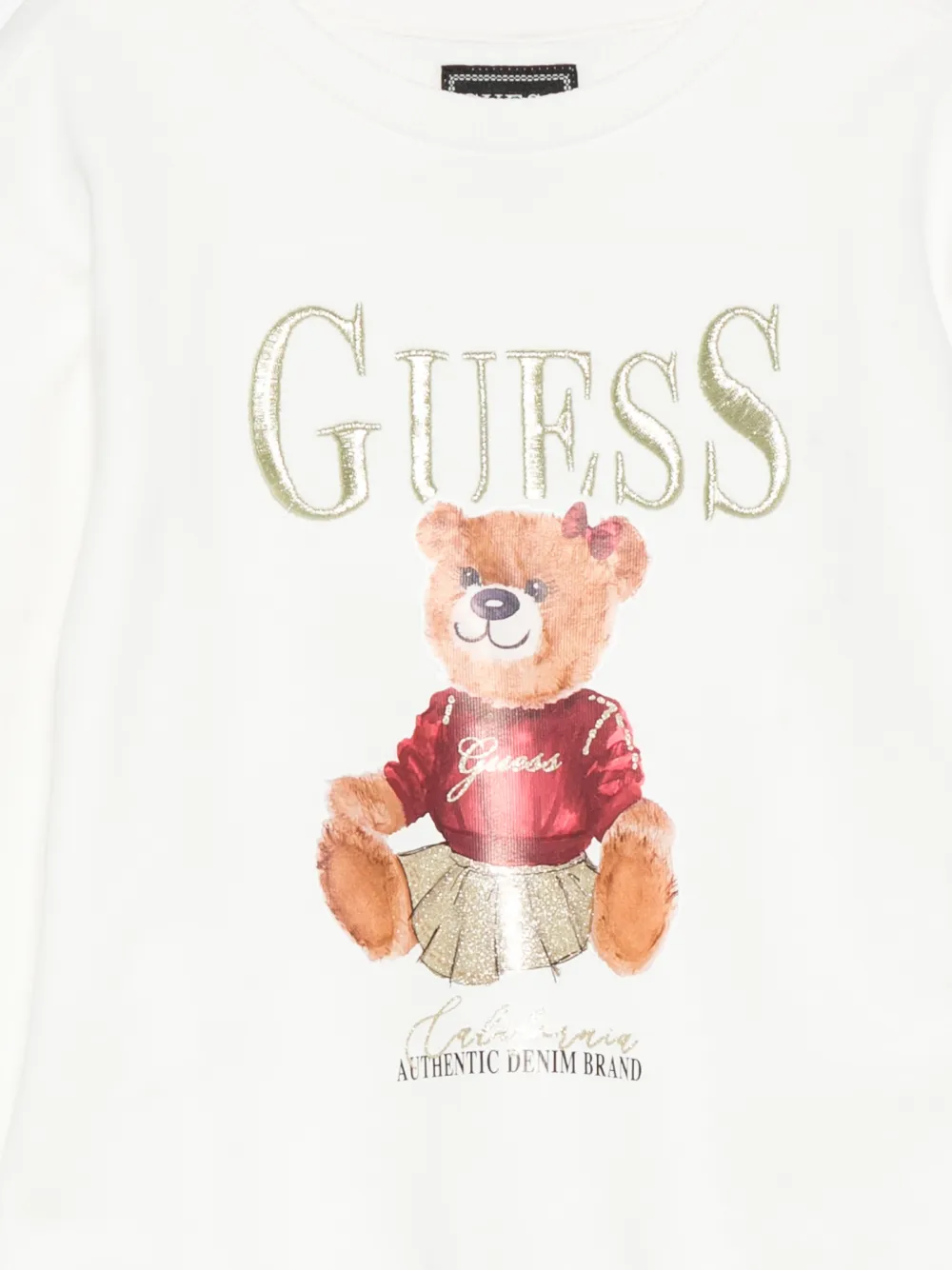Guess Teddy-embroidery Sweatshirt In White