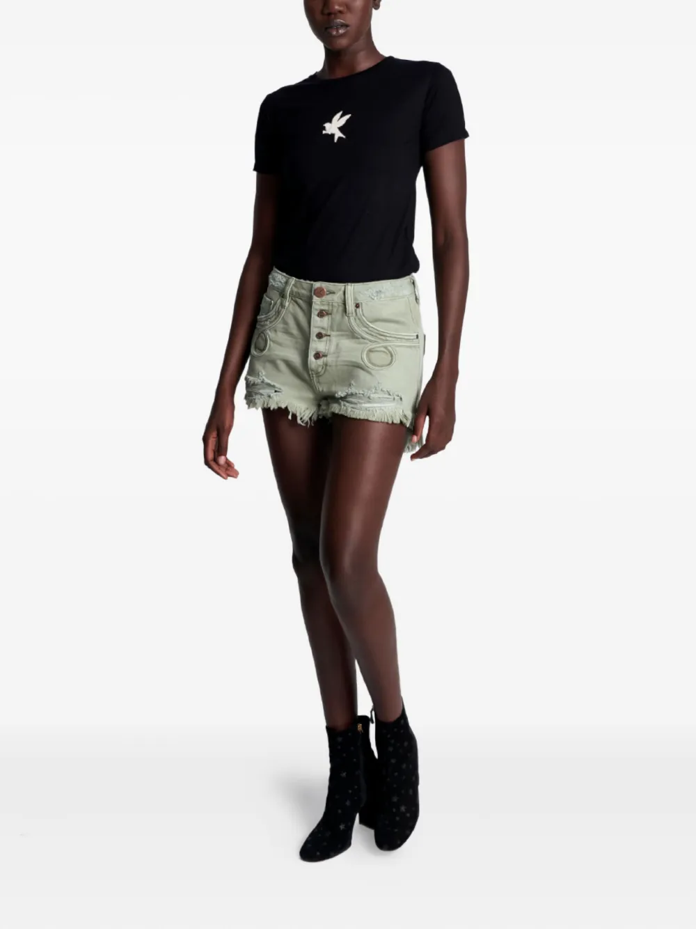 One Teaspoon Le Wolves Le Loop buttoned frayed shorts | Short Shorts | Image 2