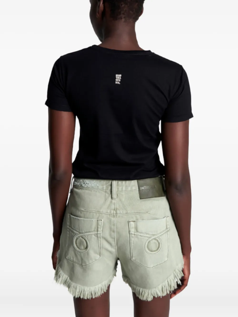 One Teaspoon Le Wolves Le Loop shorts met franje en knopen Groen