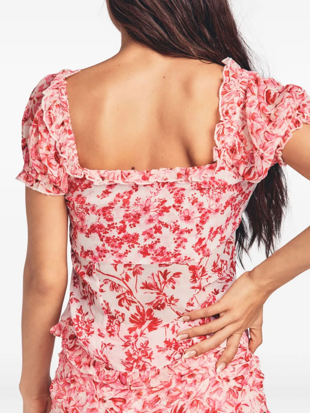 LoveShackFancy Bryant floral ruffled shirt - Wit