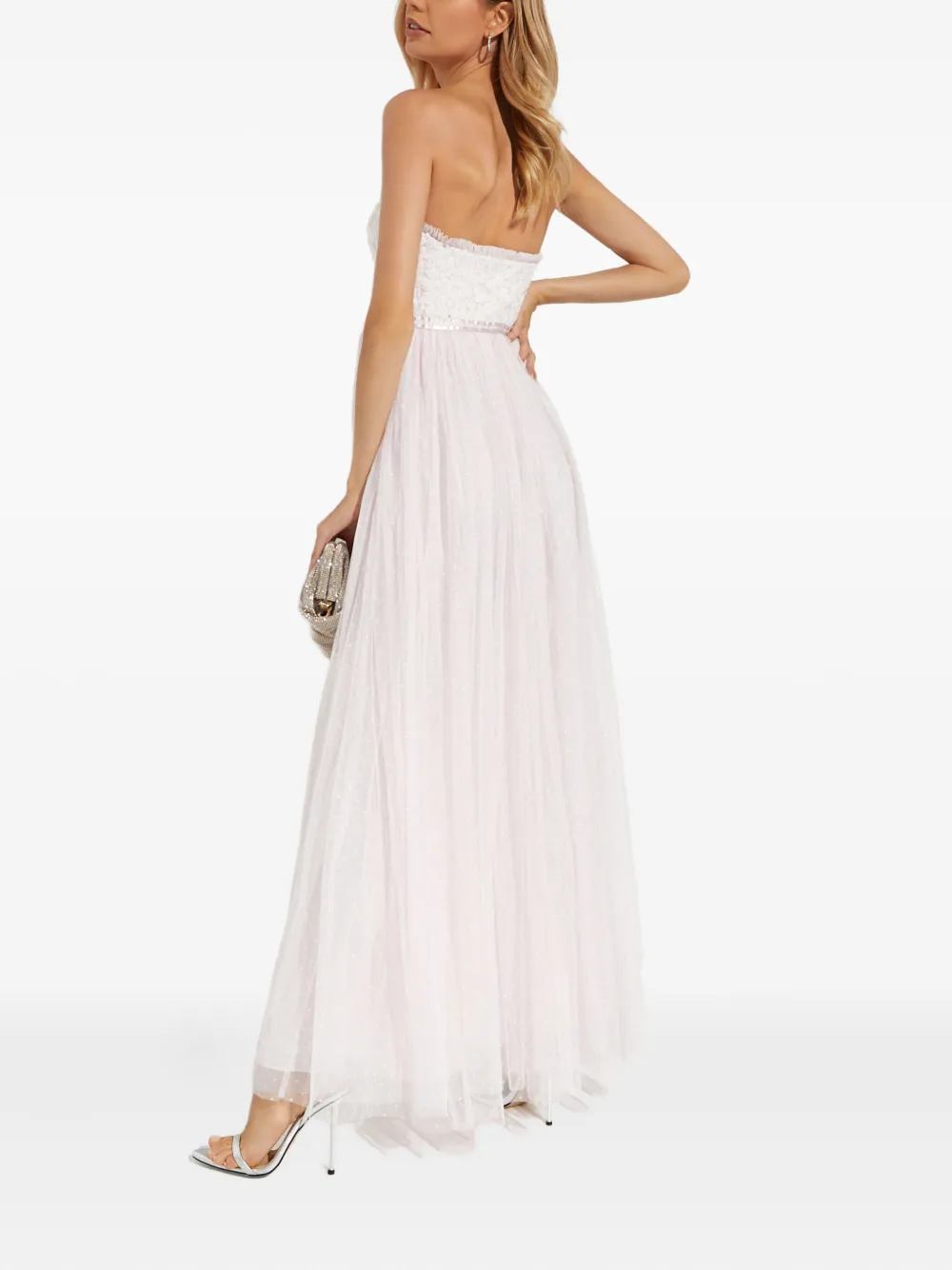Needle & Thread Strapless maxi-jurk met pailletten Wit