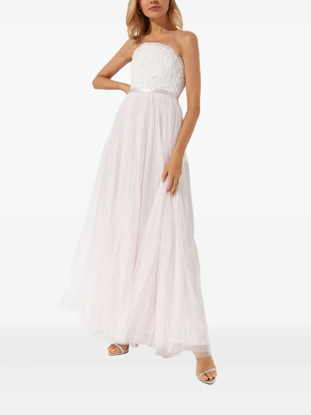 Needle & Thread sequin detail strapless maxi dress - Wit