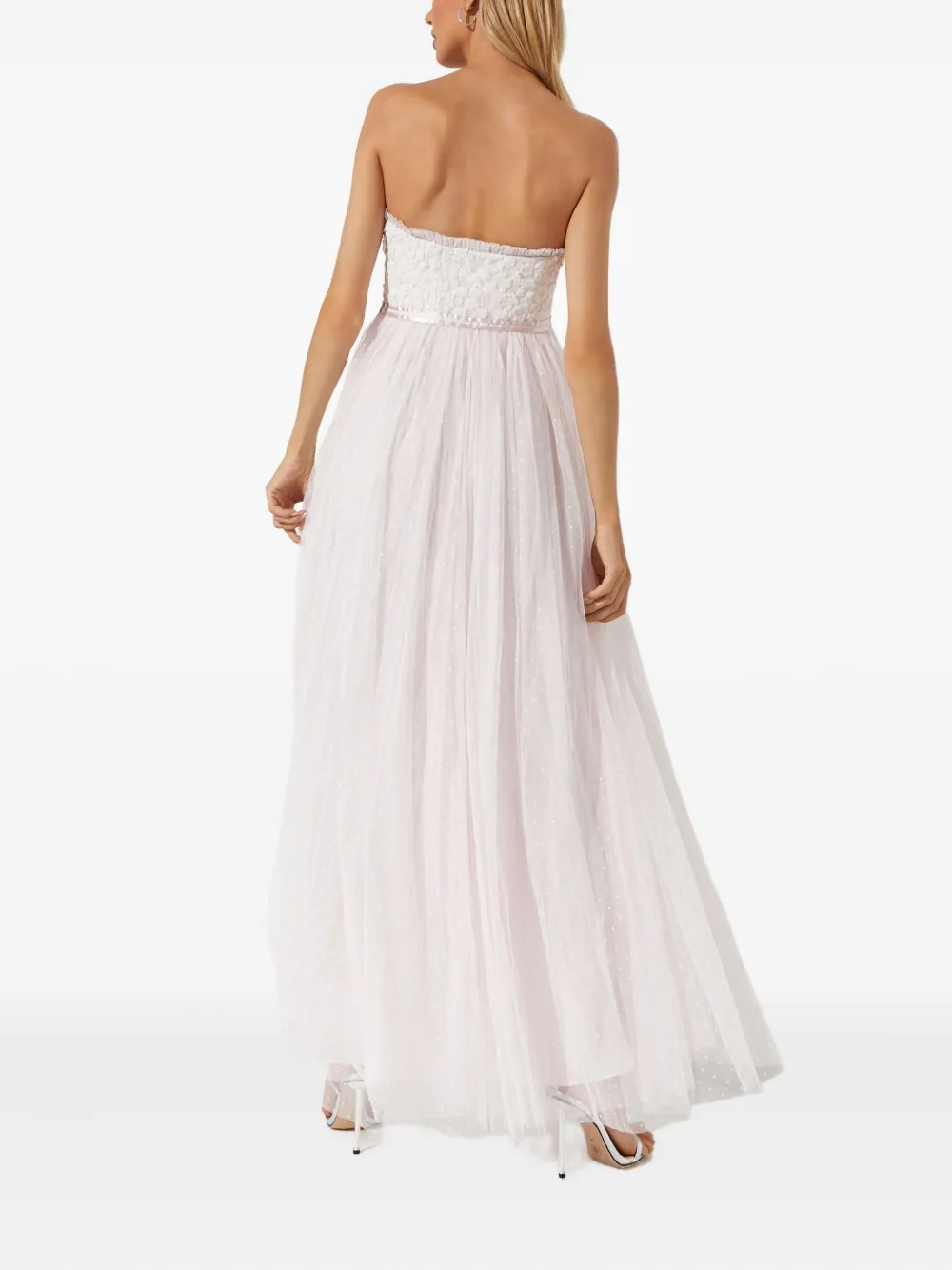Needle & Thread Strapless maxi-jurk met pailletten Wit
