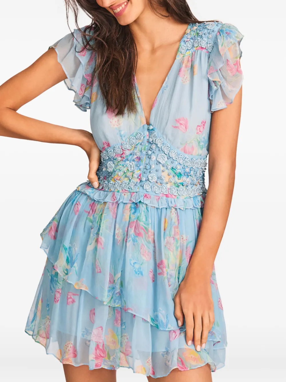 Loveshackfancy Marisela Midi Dress In Blue