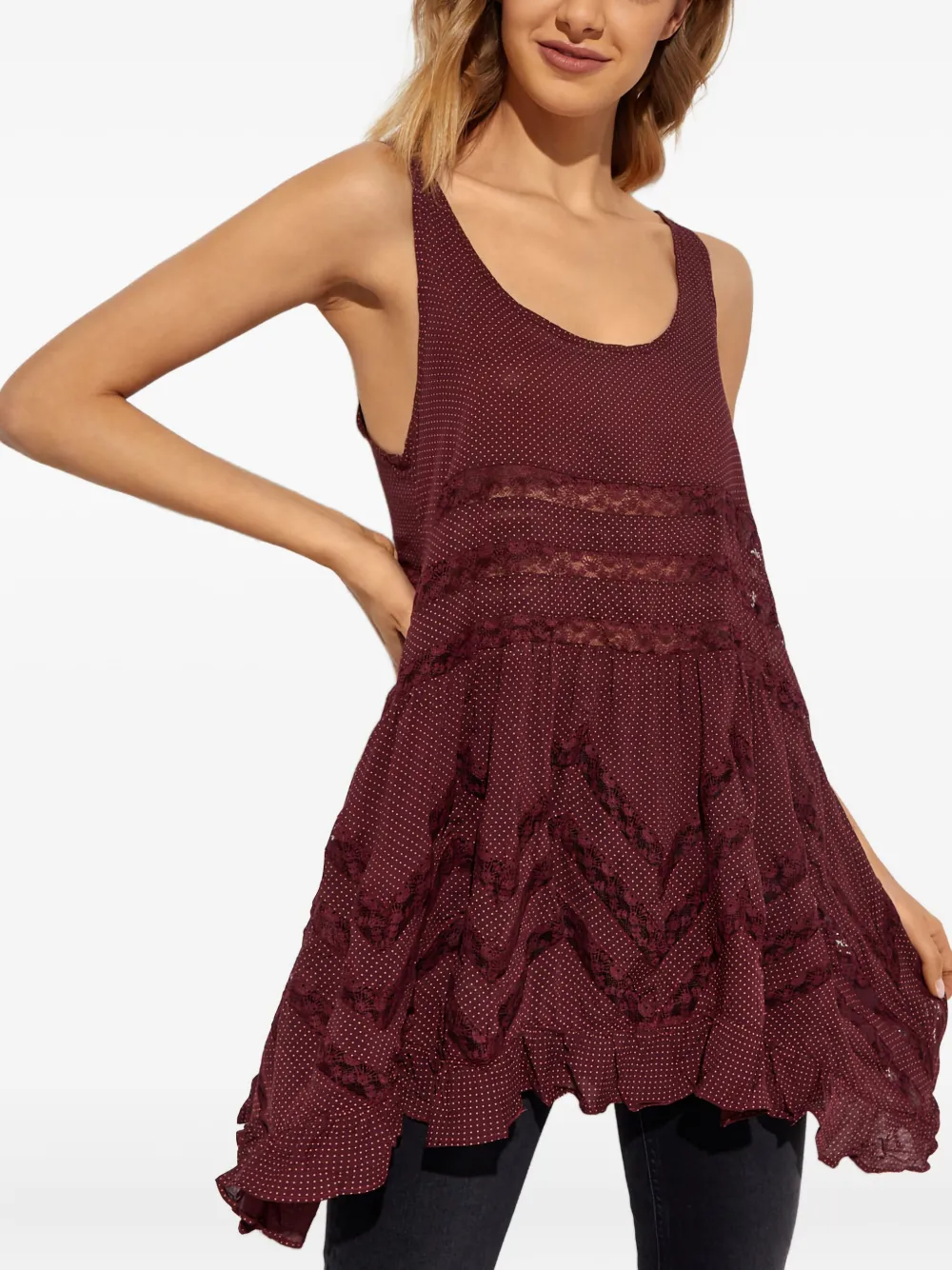 Free People patterned ruffled top - Rosso