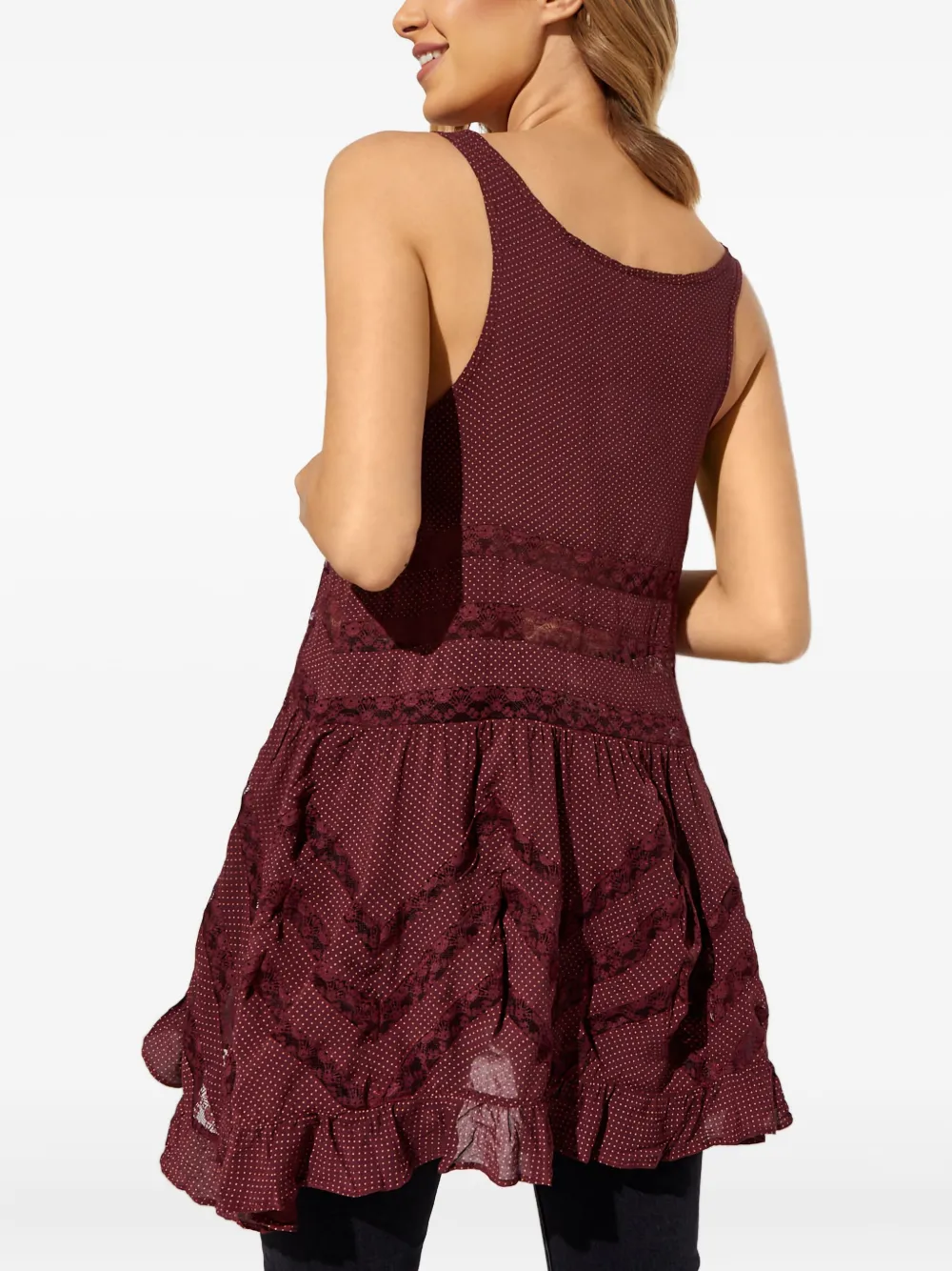 Free People Top met ruches Rood