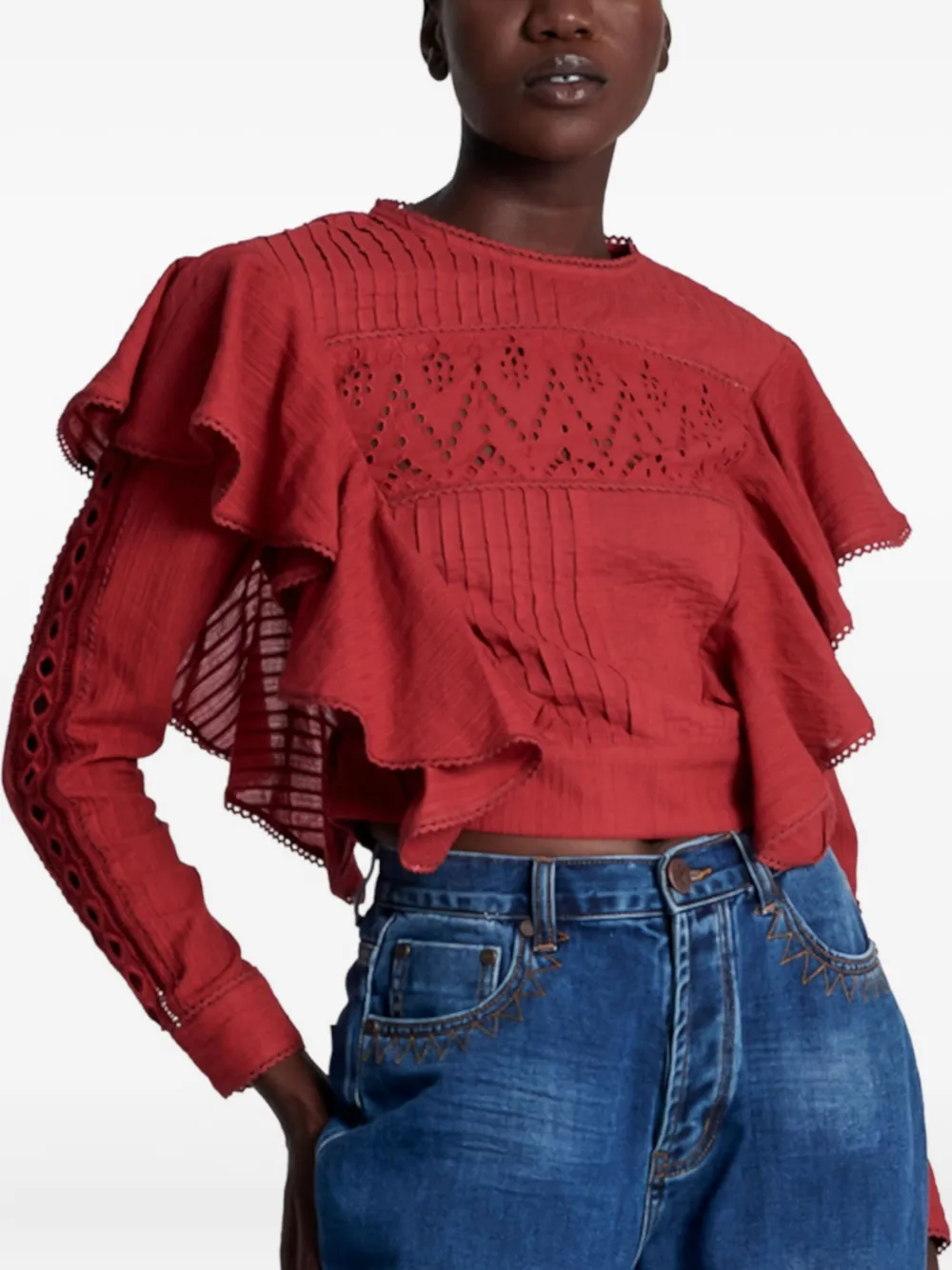  One Teaspoon Victoria Ruffled Blouse - Red 