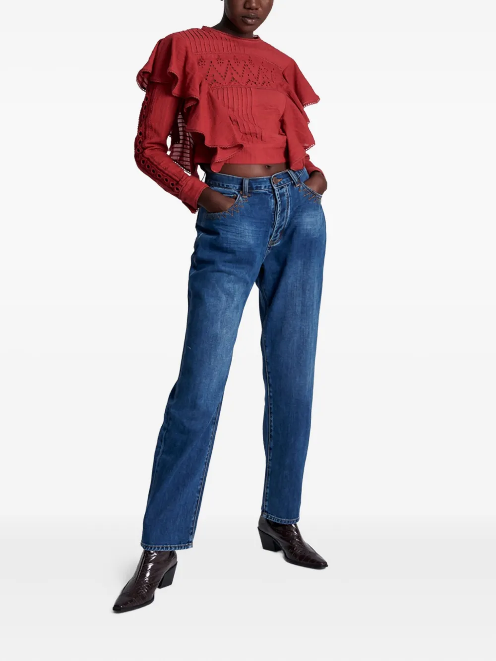 One Teaspoon Victoria ruffled blouse - Rood