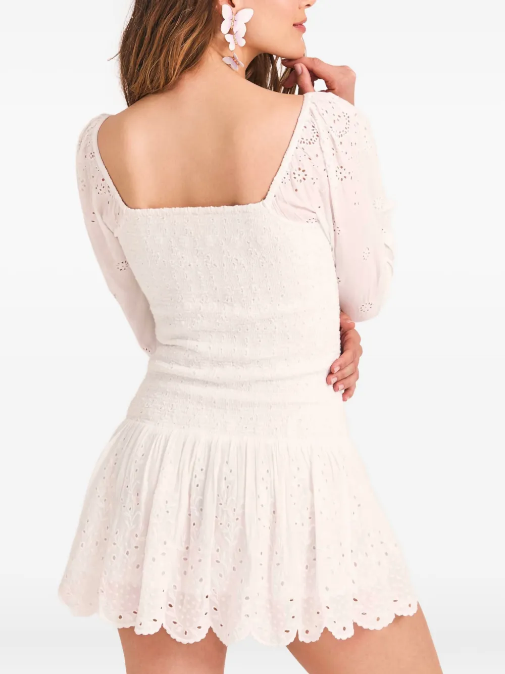 LoveShackFancy Jayce mini-jurk Wit