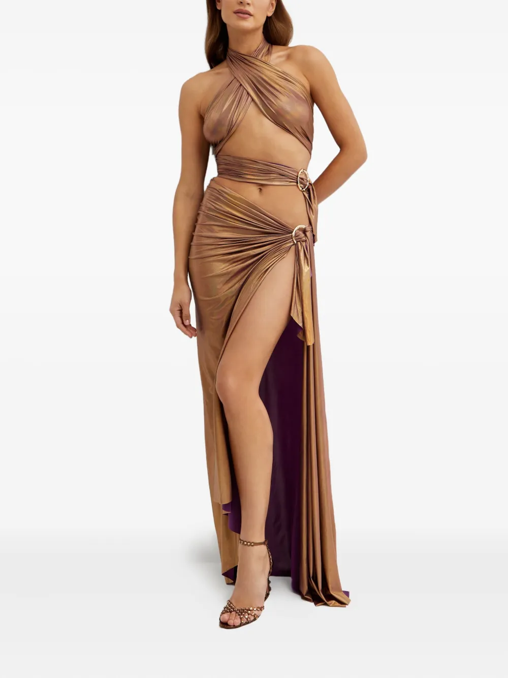 Bronx and Banco Cleopatra criss-cross ring-detailed maxi dress - Bruin