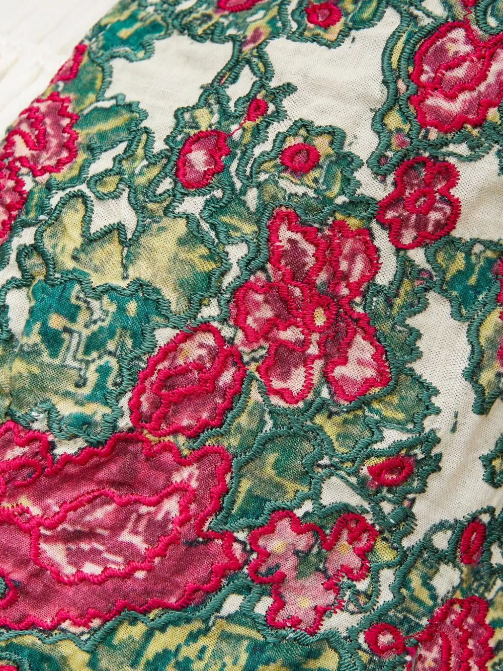 Hemant & Nandita Nova Cambric Floral-embroidered Waistcoat In Neutral