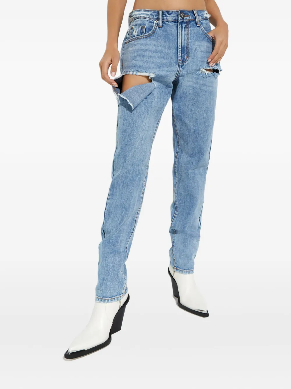 One Teaspoon Ripped-details Jeans In Blue