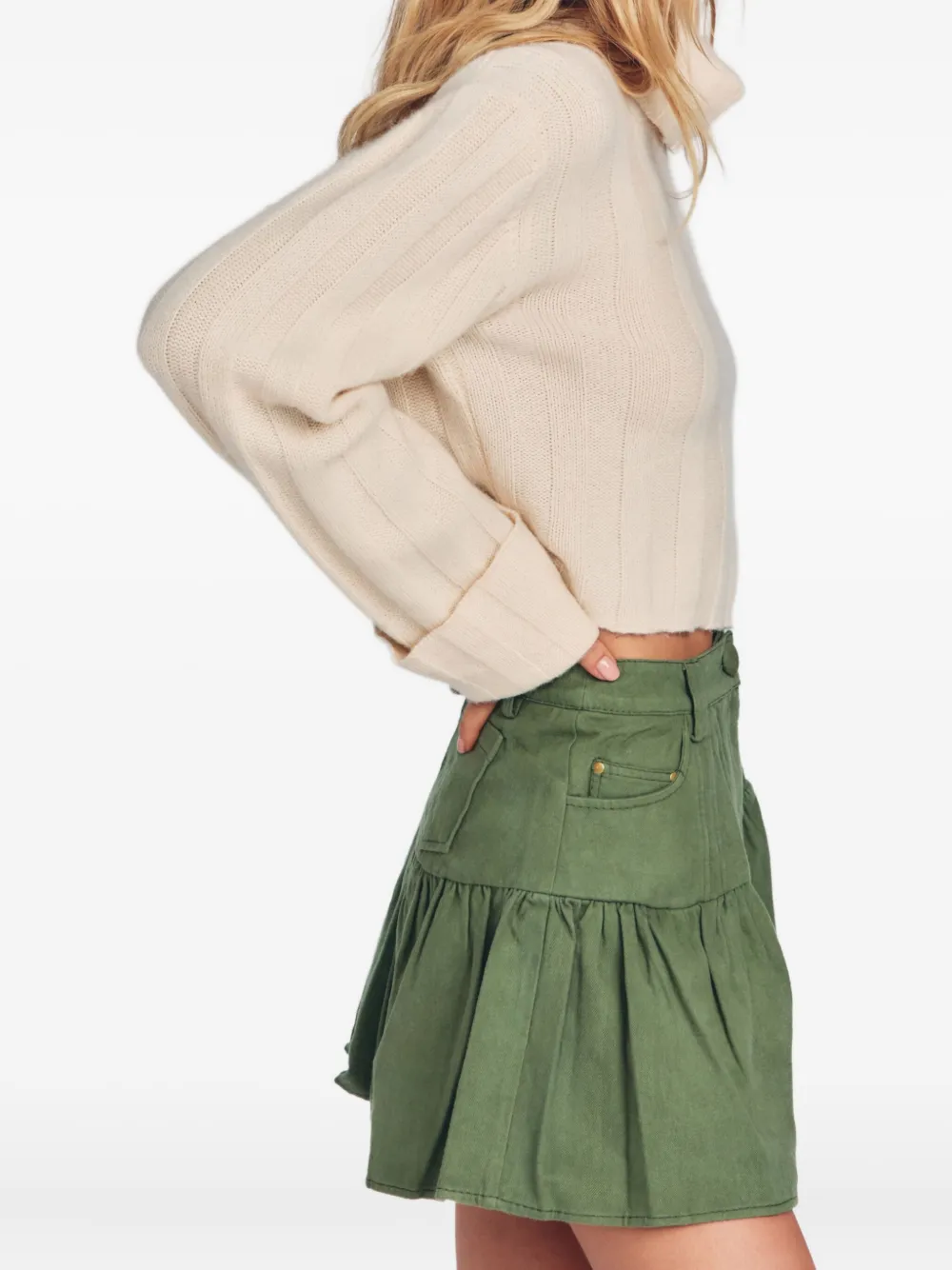 LoveShackFancy Mini-rok met ruches - Groen