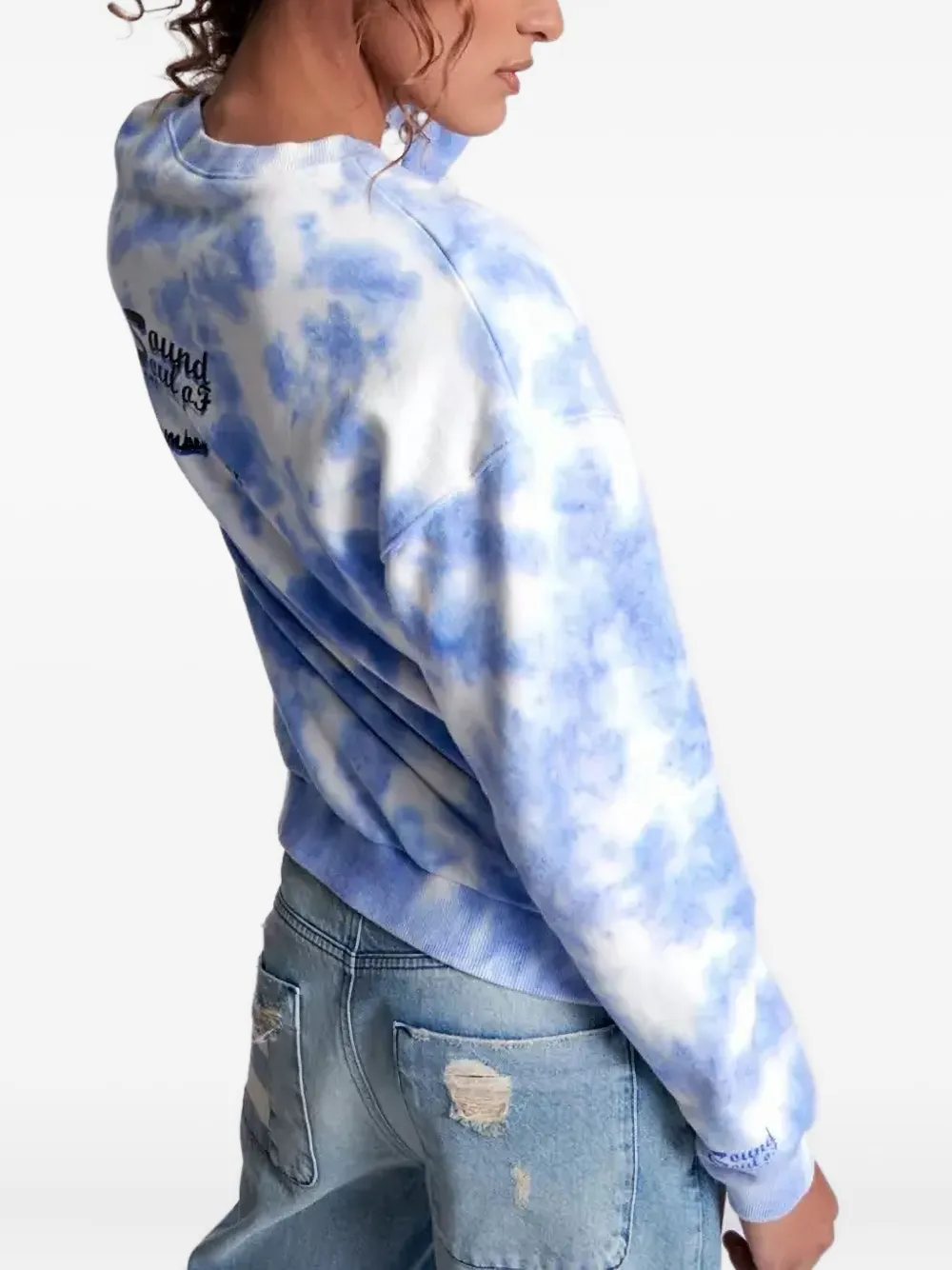 One Teaspoon Sweater met ronde hals en tie-dye effect Blauw