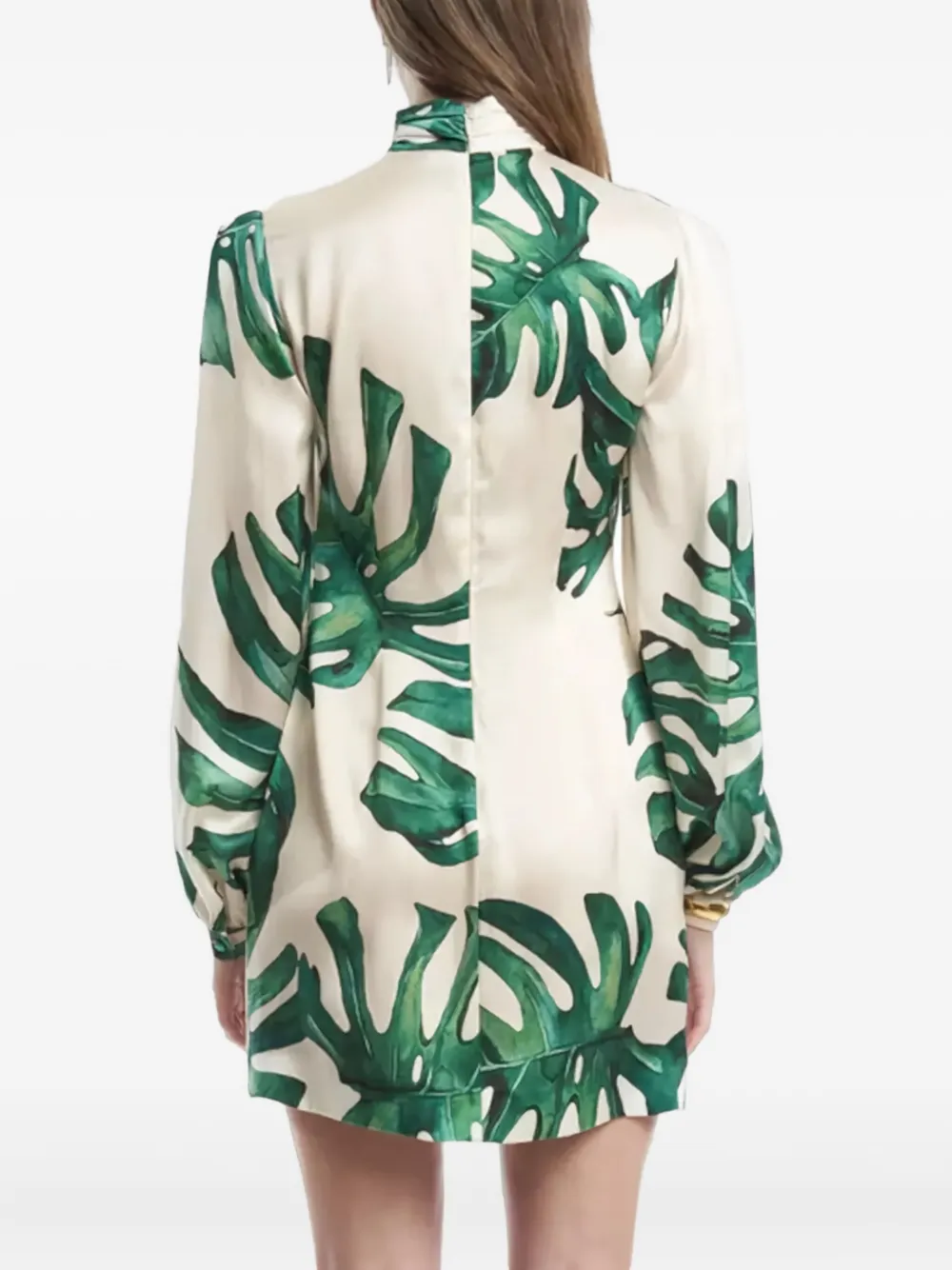 Raquel Diniz Elle Leaf-print Mini Dress In White