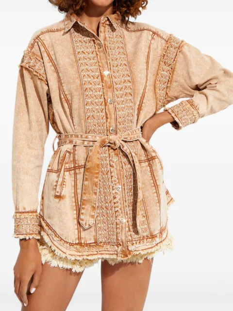 IXIAH embroidered denim shirt jacket