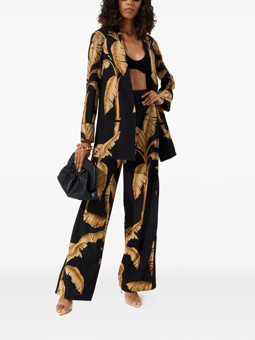 Mystique Leaf-print Jacket In Black