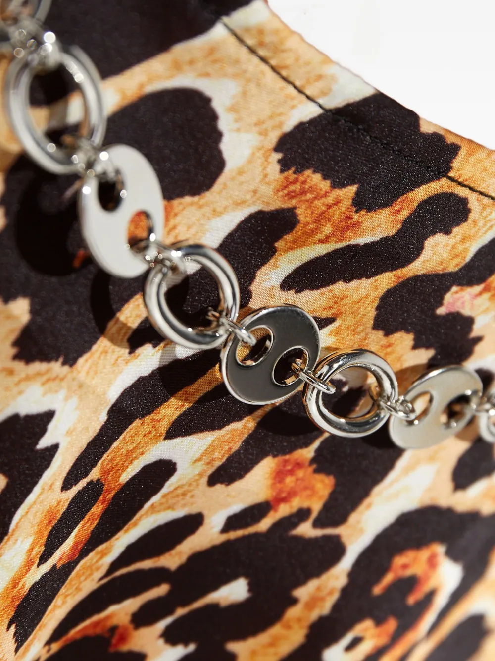 Rabanne Chain-detail Leopard-print Midi Dress In Brown
