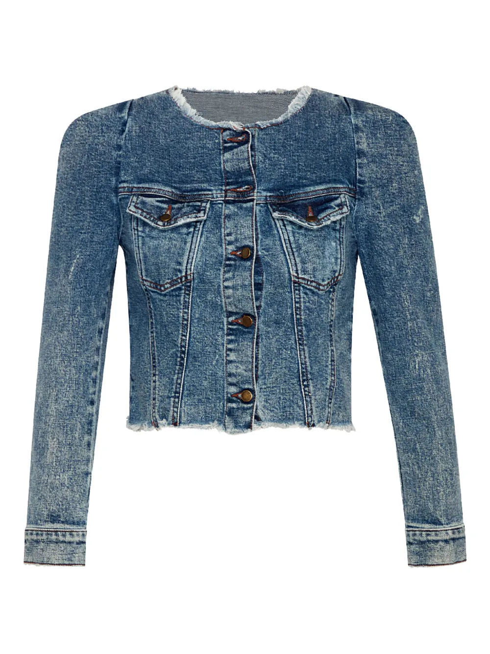 Retroféte Raw-cut Cropped Denim Jacket In Blue