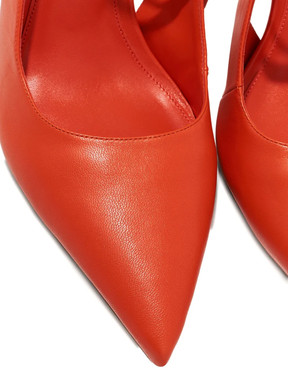 Alexandre Birman 90mm Pointed Ankle Tie Pumps In Orange