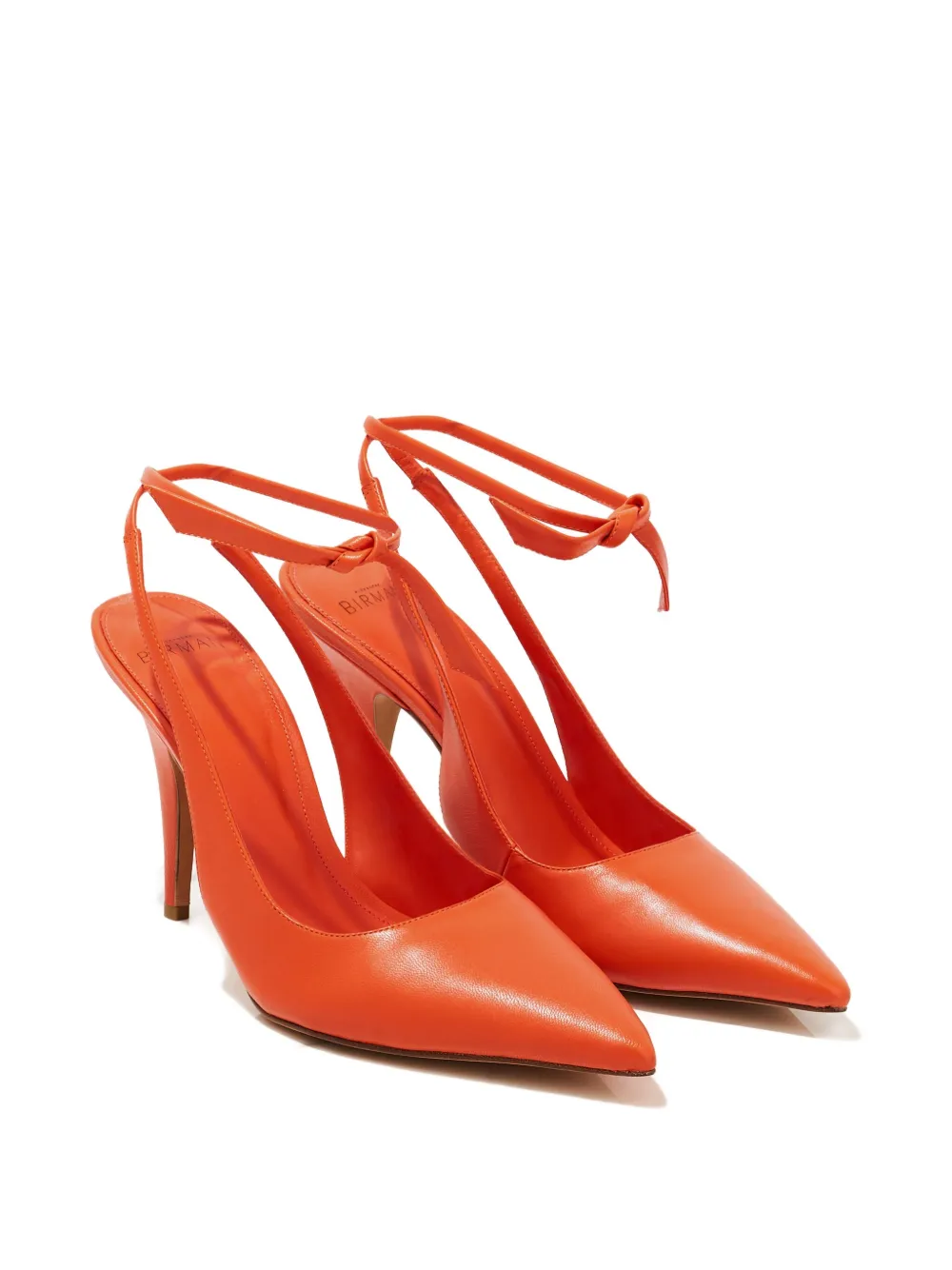 Alexandre Birman 90mm Pointed Ankle Tie Pumps In Orange