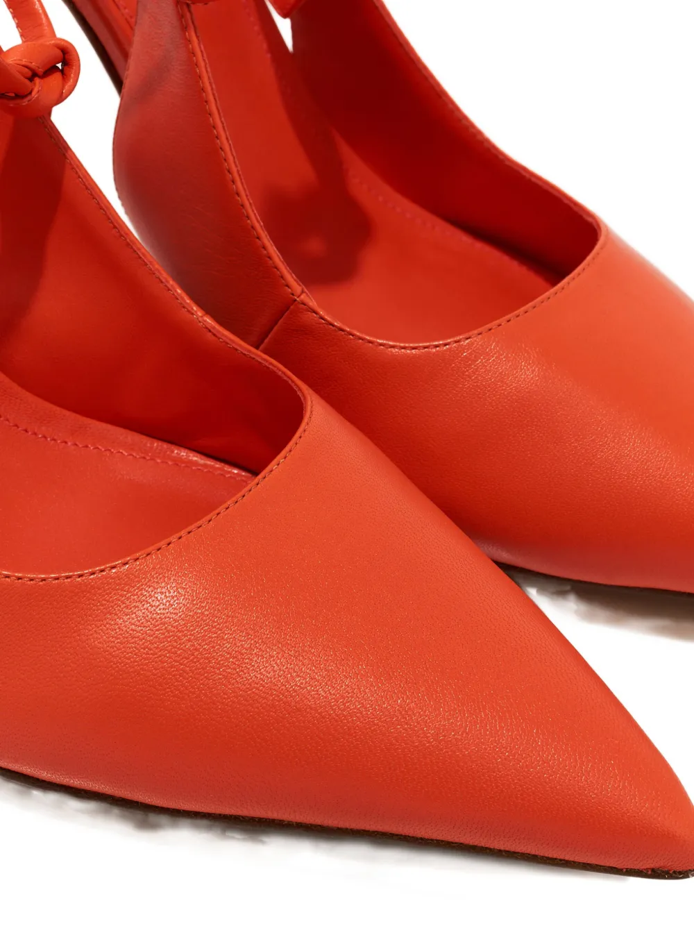 Alexandre Birman 90mm Pointed Ankle Tie Pumps In Orange