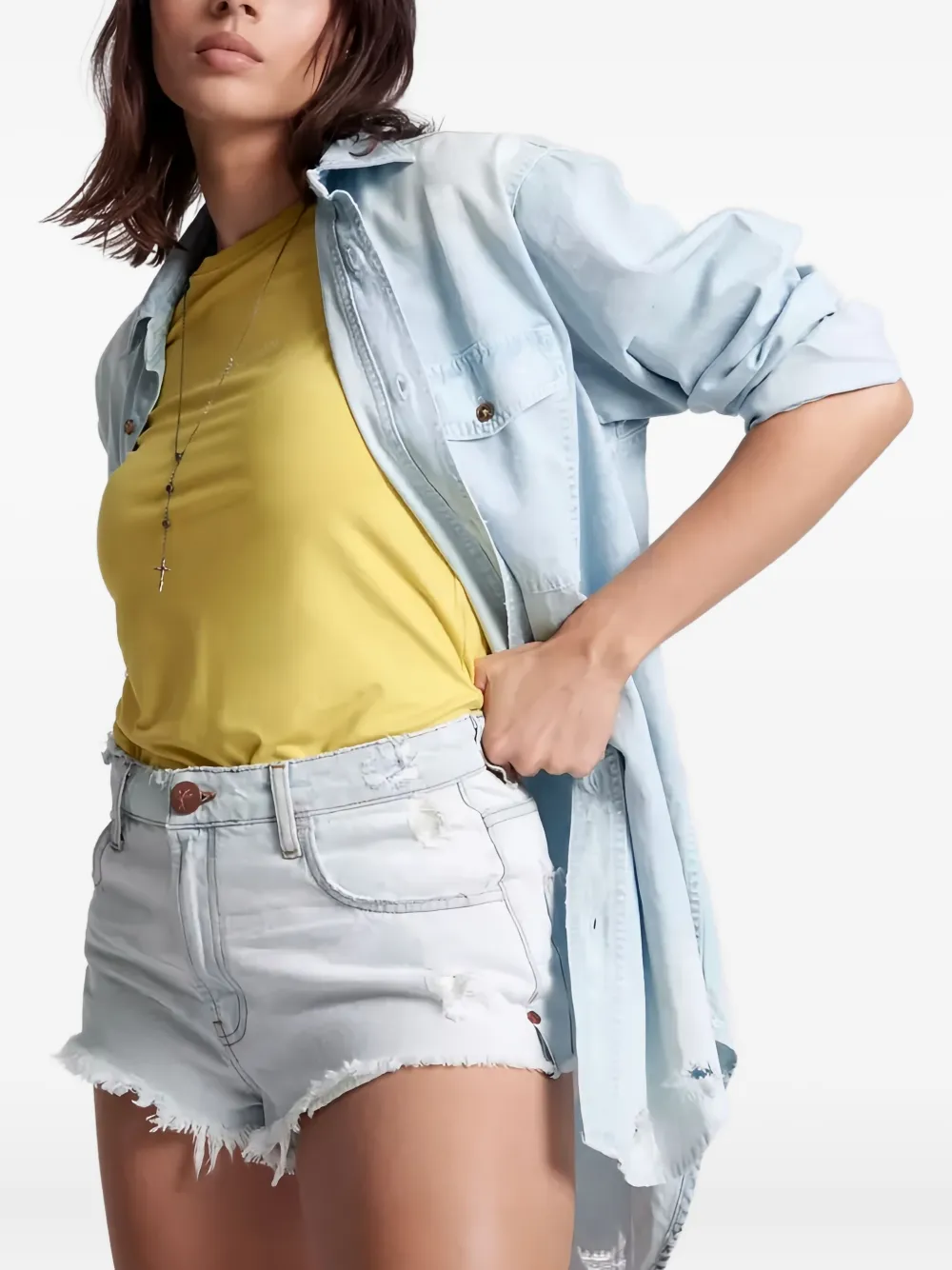 One Teaspoon The One denim shorts met franje Blauw
