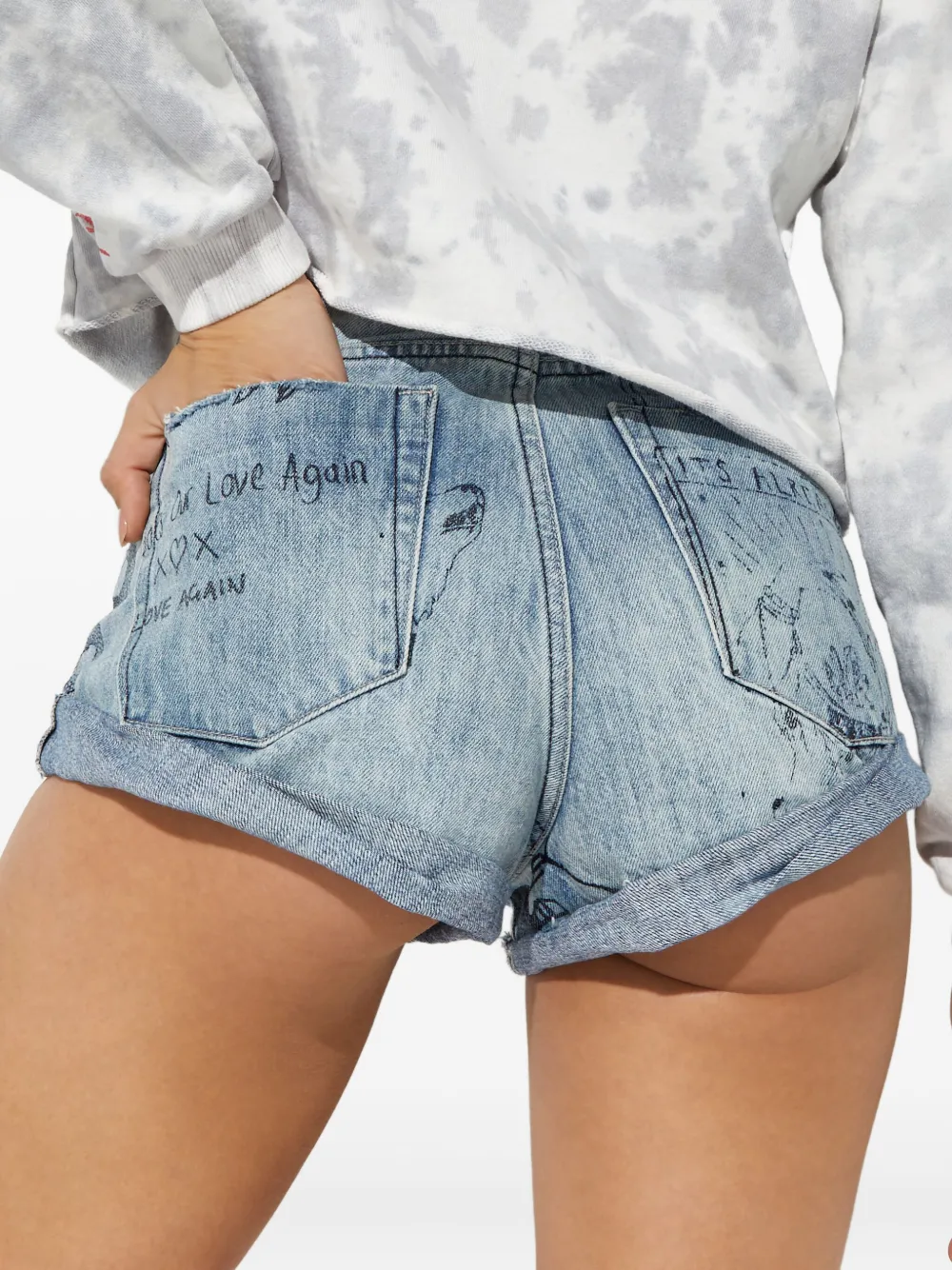One Teaspoon Bandits Tattoo denim shorts Blauw