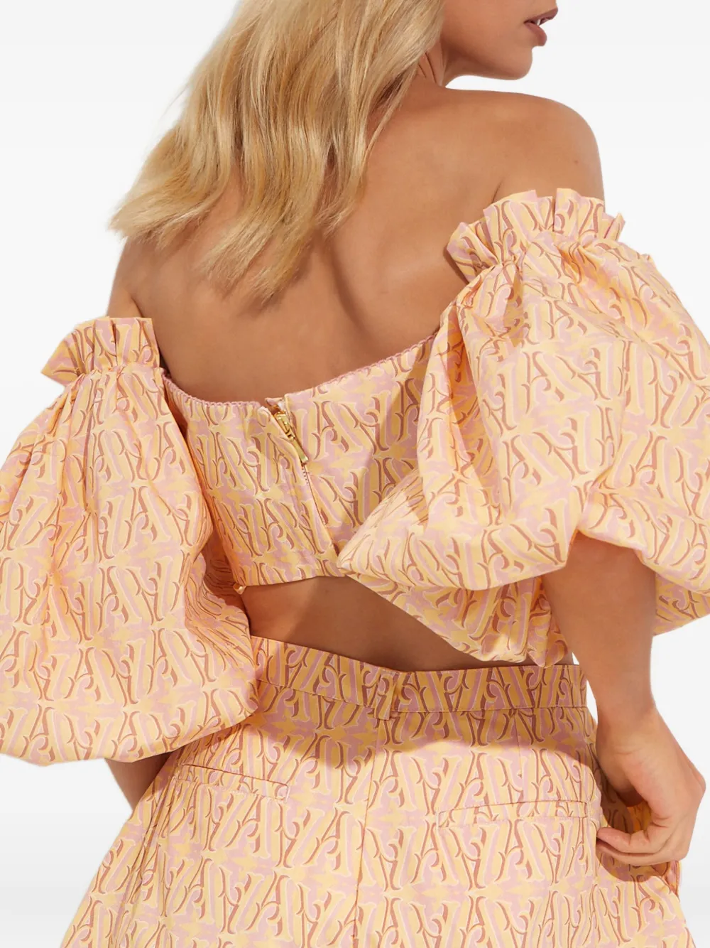 Agua By Agua Bendita Top met pofmouwen Beige