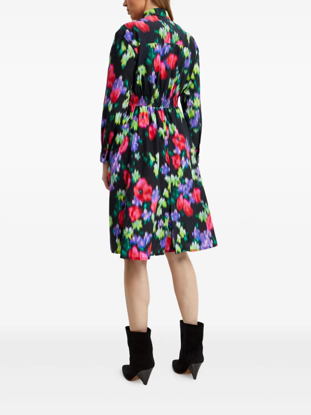 Kenzo Floral-print Buttoned Midi Dress In Black