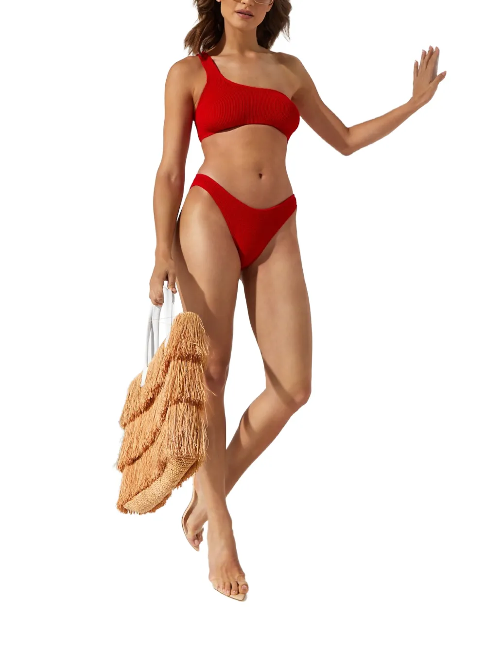 Bond-eye Samira asymmetrische bikini Rood