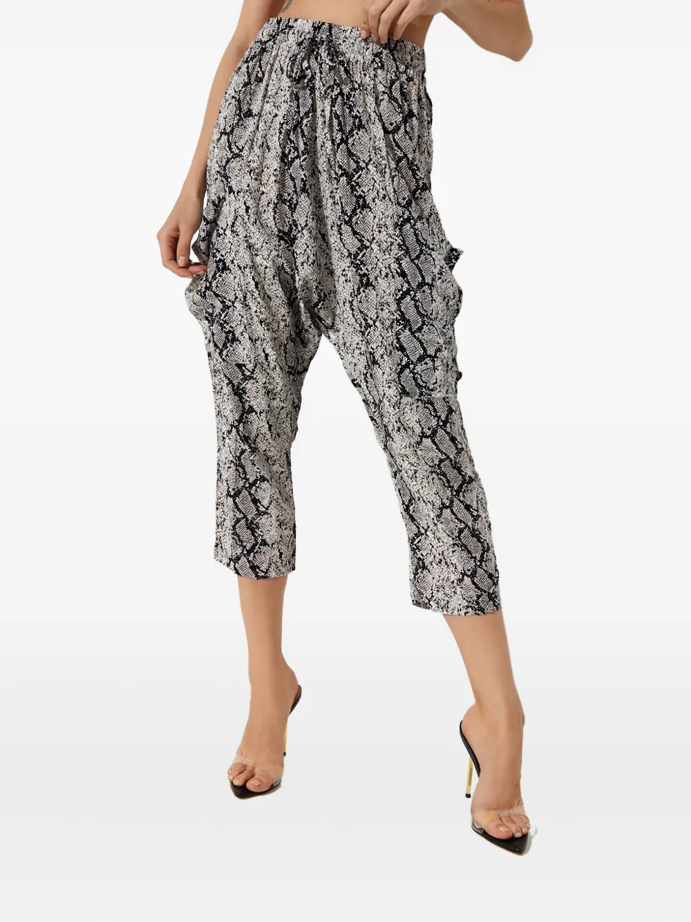 One Teaspoon snake-print cropped trousers | Grey | Image 1