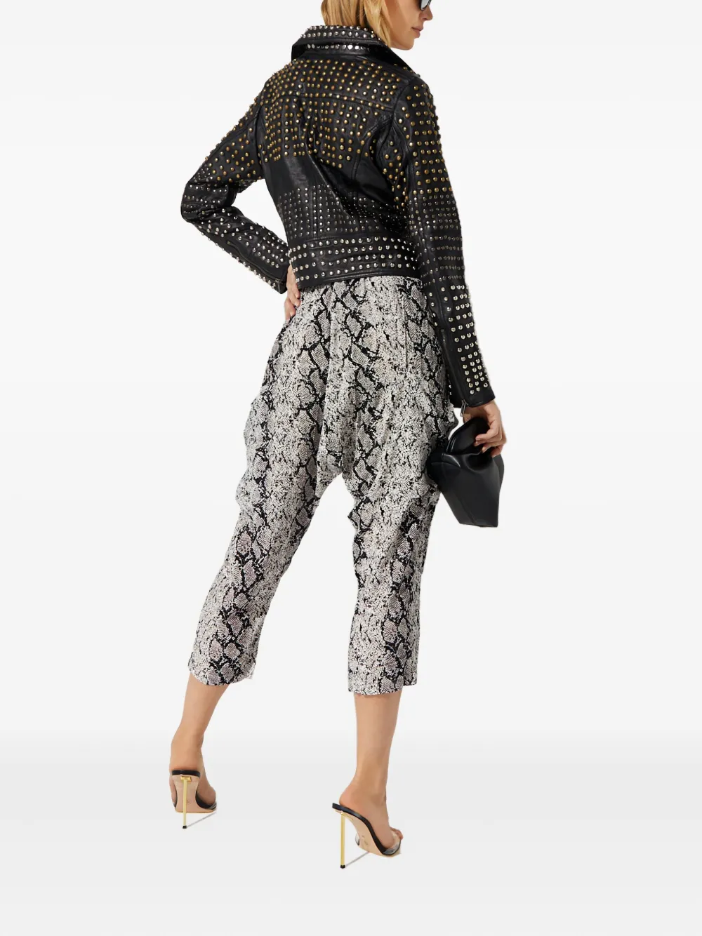 One Teaspoon Snake-print Cropped Trousers In Green