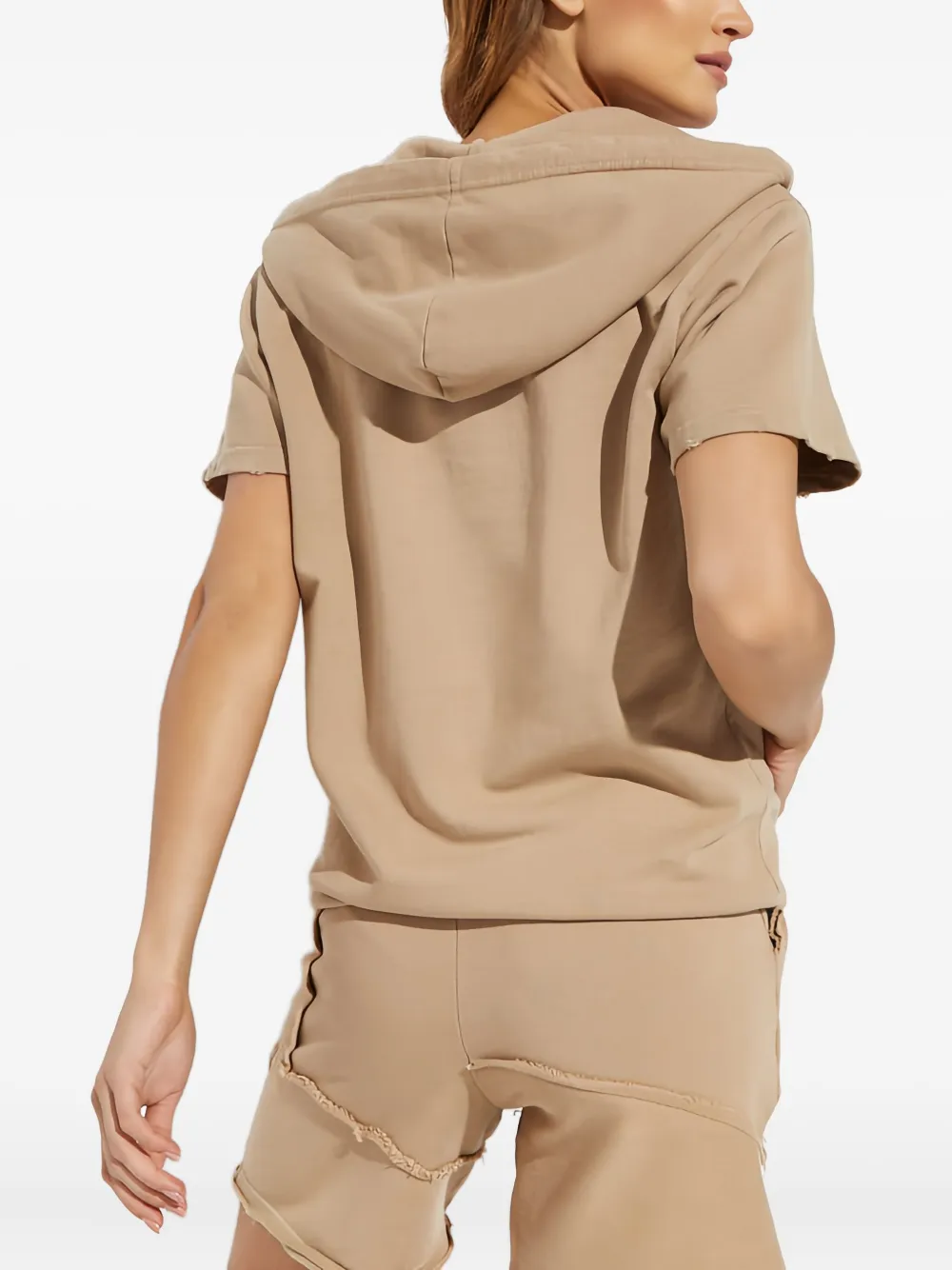 SEROYA Rye T-shirt met capuchon en buidelzak Beige