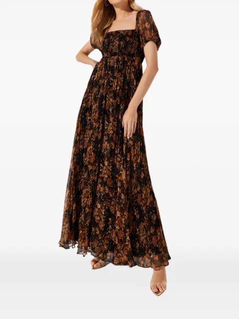 Caroline Constas vestido largo con estampado floral y cuello cuadrado