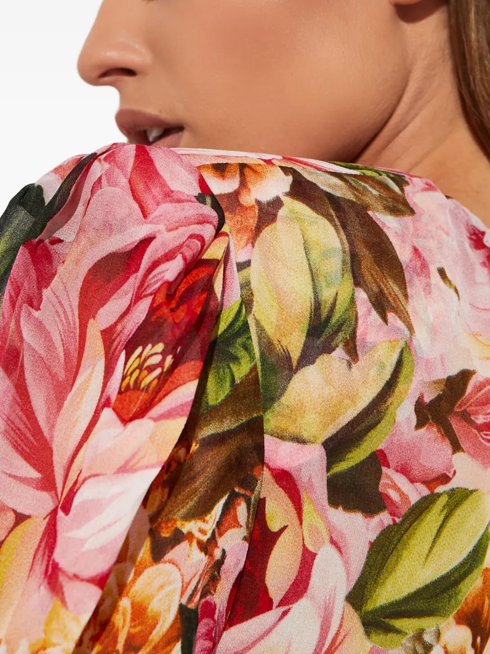 Bronx And Banco Asymmetric V-neck Floral Dress In Multi