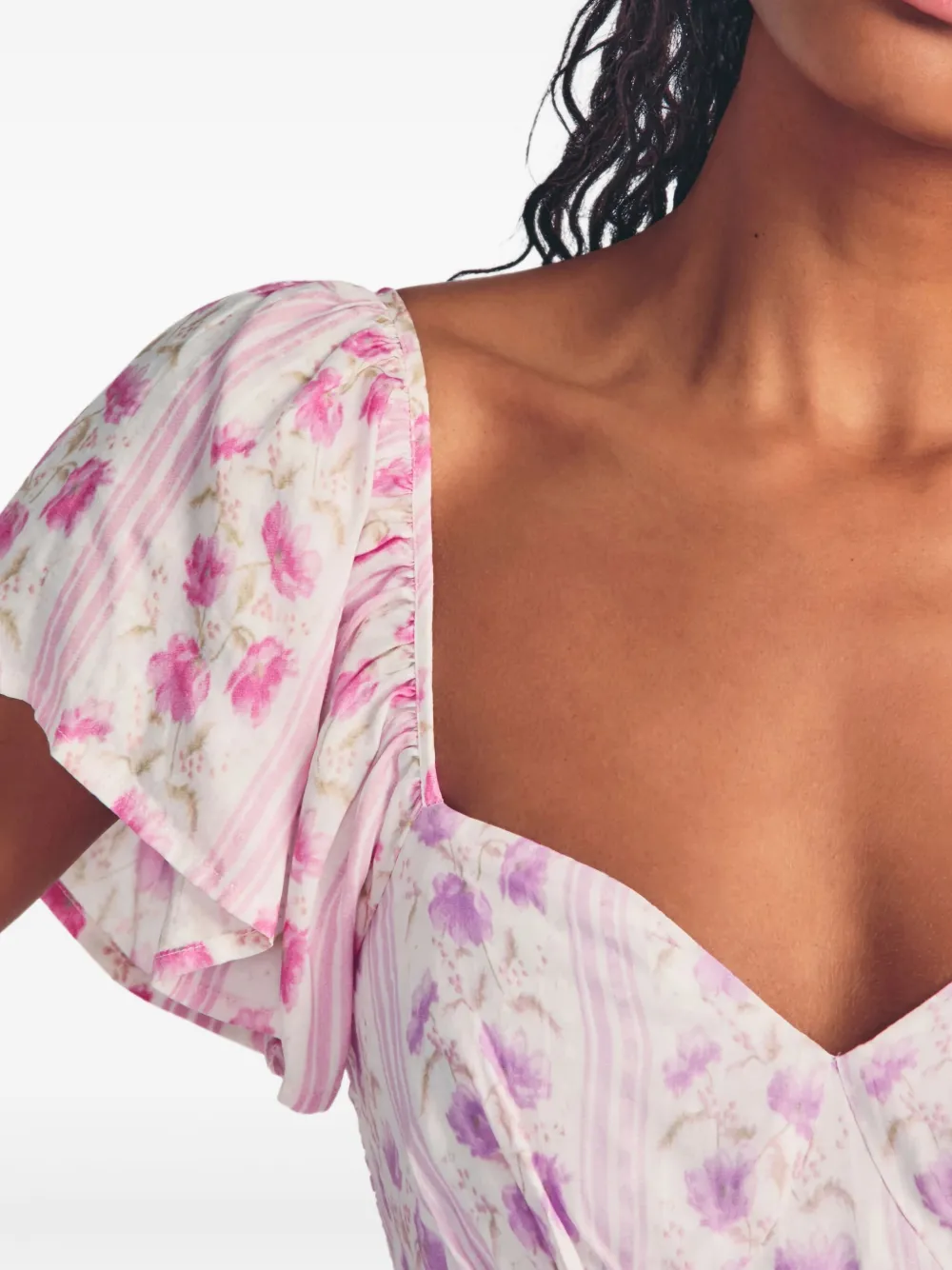 LoveShackFancy Irvine mini-jurk met bloemenprint Roze