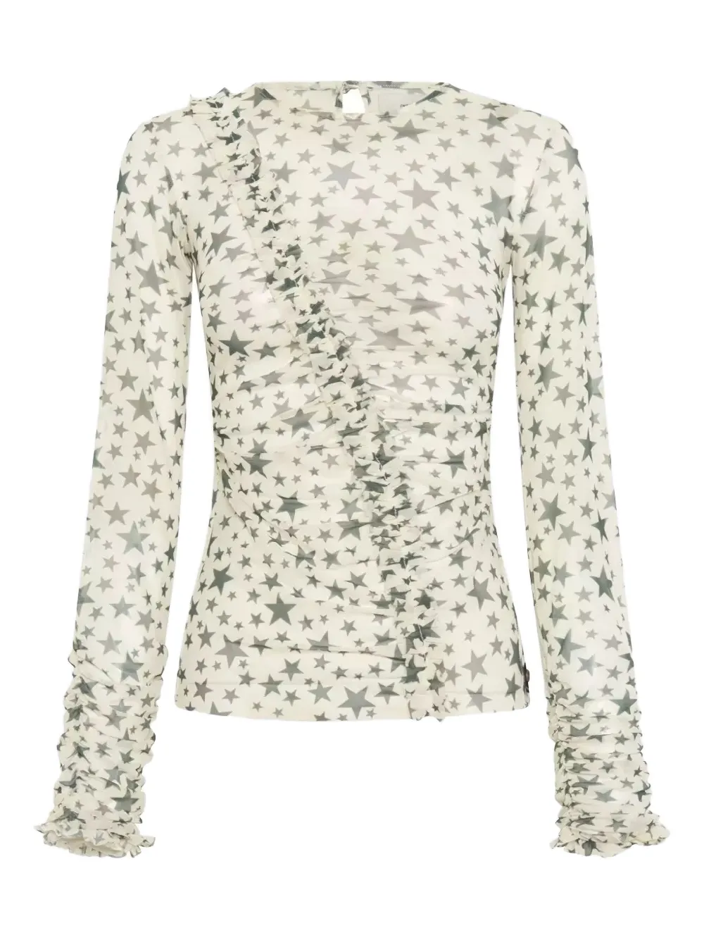 One Teaspoon Party star-print ruffled top | Grey | Image 1
