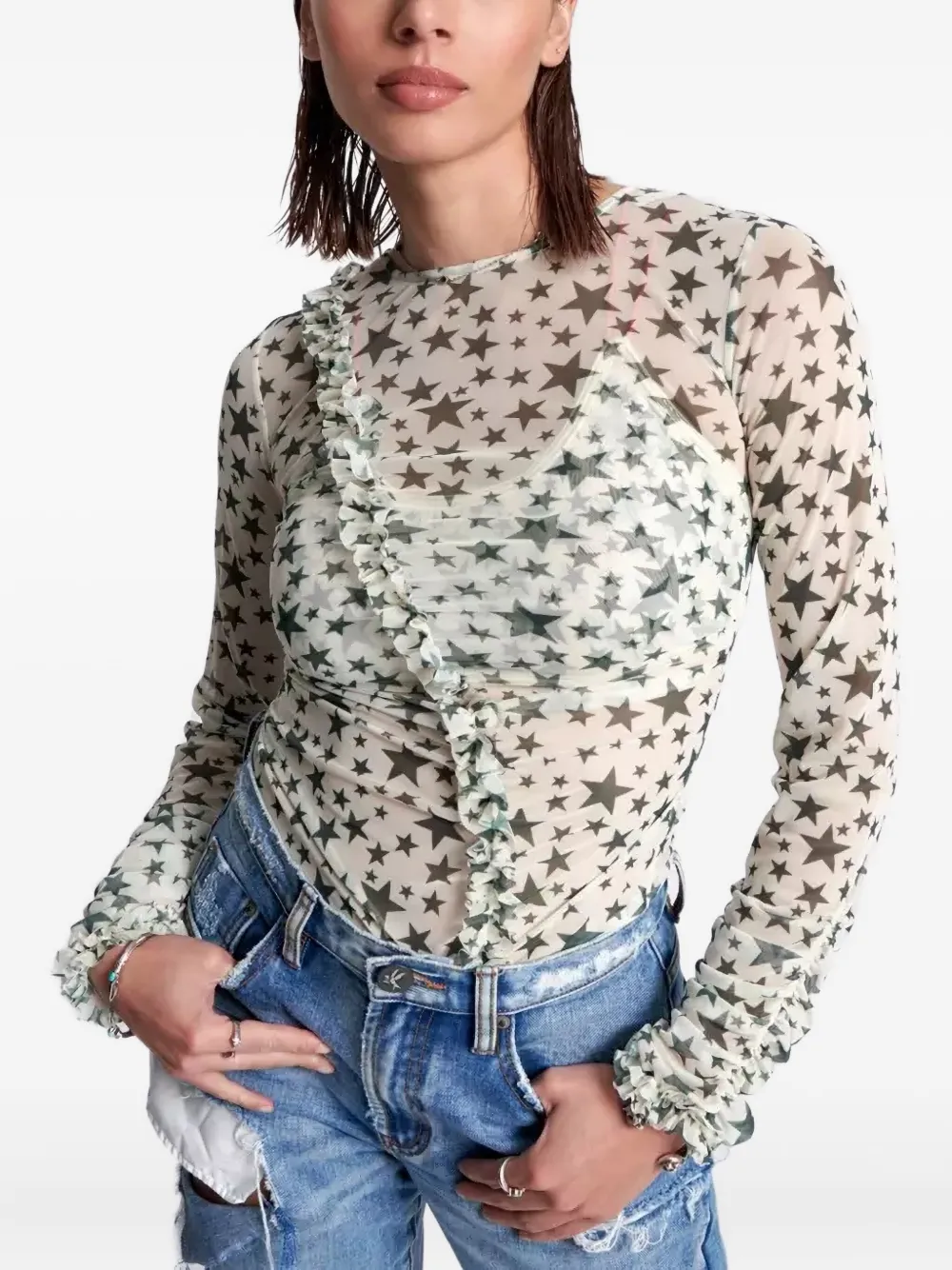 One Teaspoon Party star-print ruffled top | Blouses | Image 2