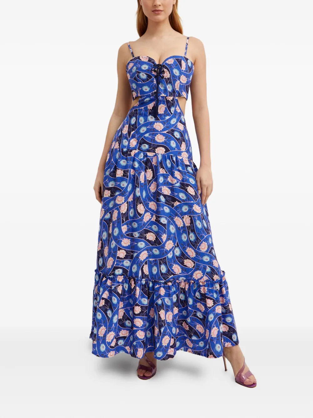 Agua Bendita Floral-pattern Maxi Dress In Blue