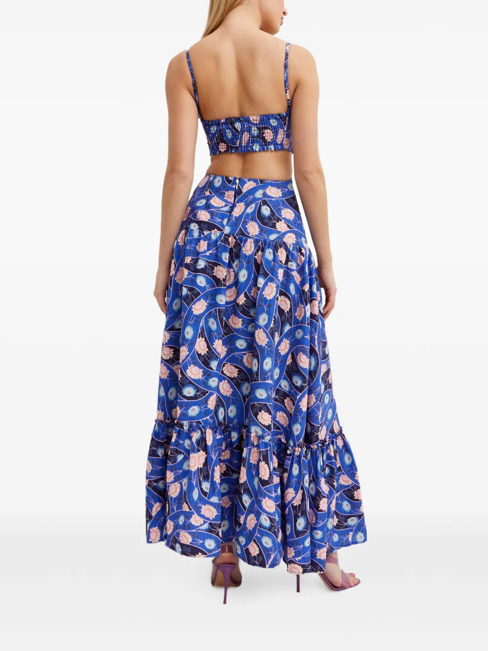 Agua Bendita Maxi-jurk met bloemenprint Blauw