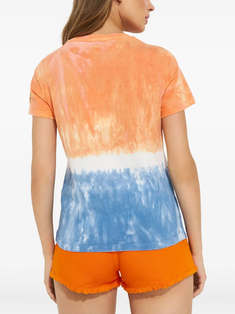 Kenzo Tie-dye-motif Tiger-patch T-shirt In Orange