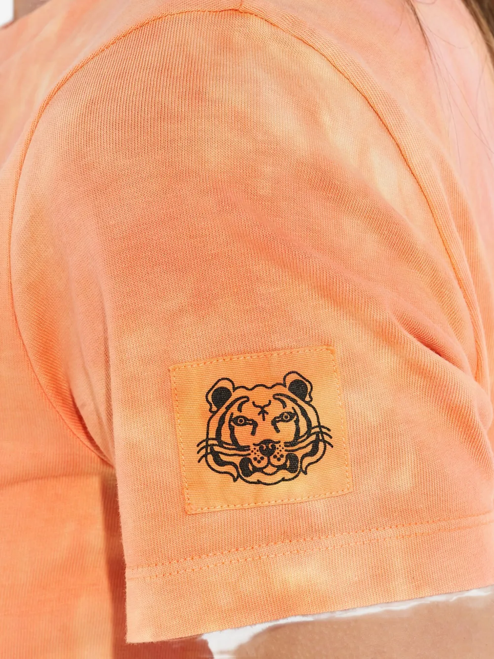 Kenzo Tie-dye-motif Tiger-patch T-shirt In Orange