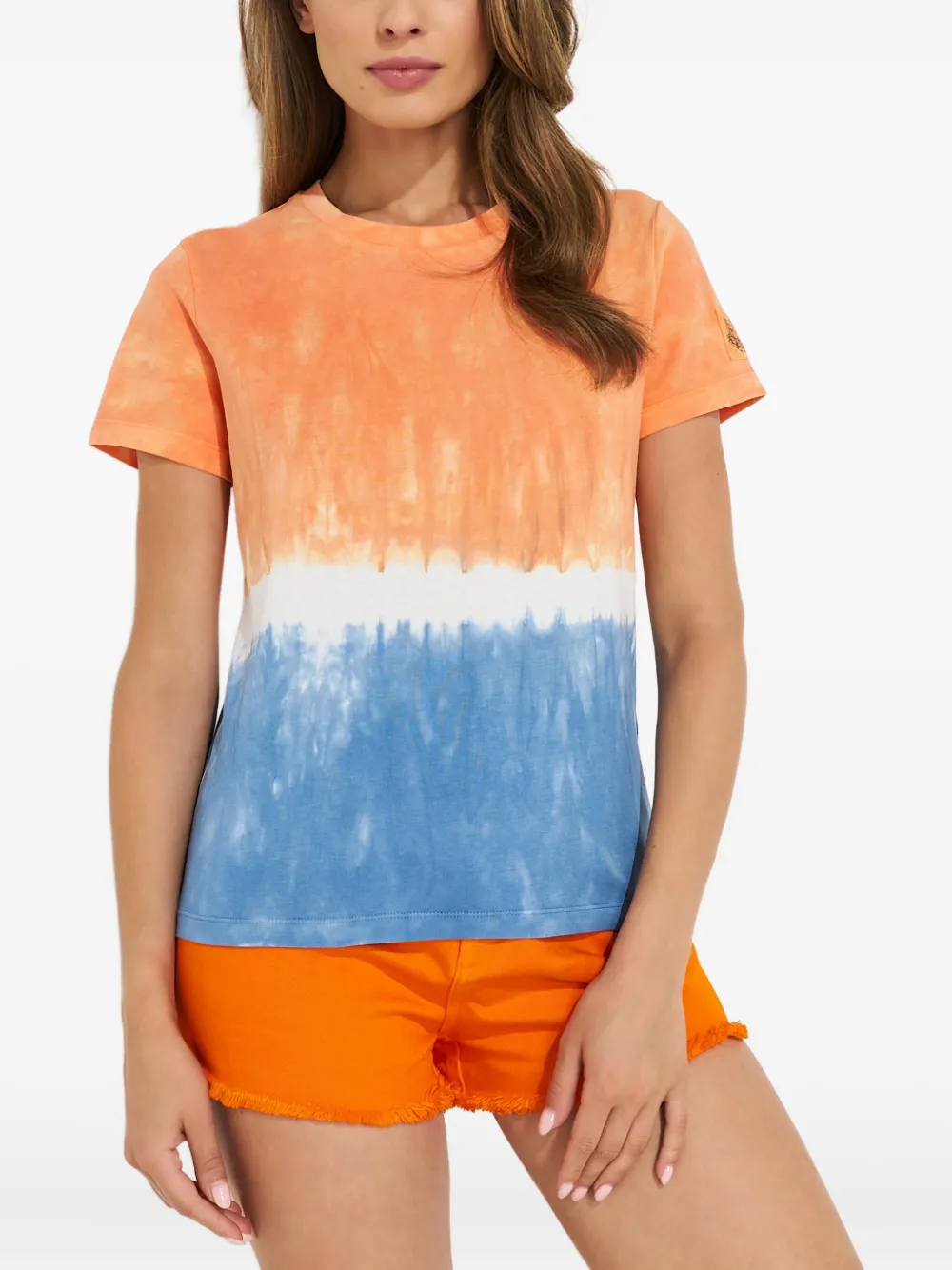Kenzo Tie-dye-motif Tiger-patch T-shirt In Orange