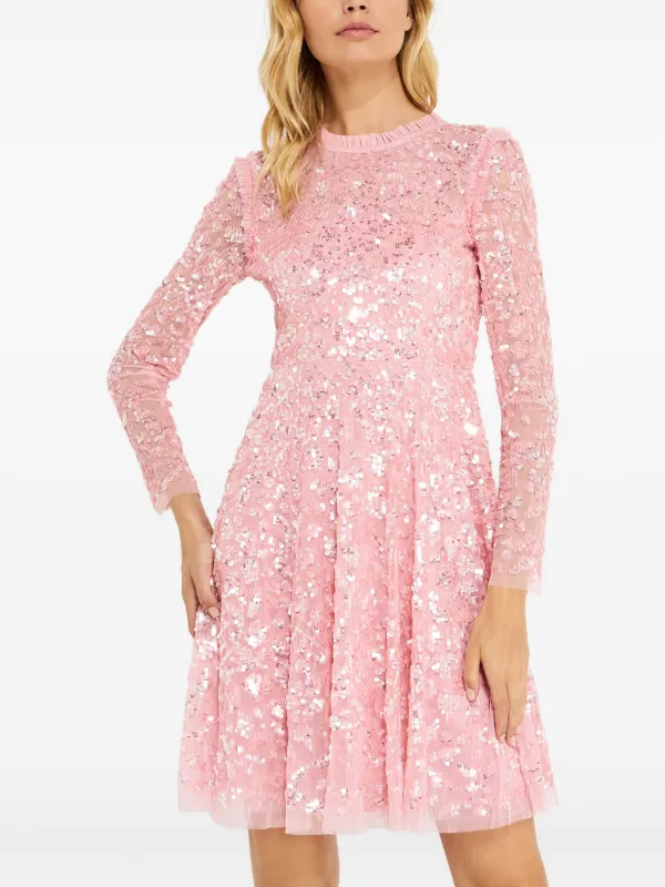 open back mini dress long sleeve Ivory Mini Dress With Open Back And Rhinestone Strap