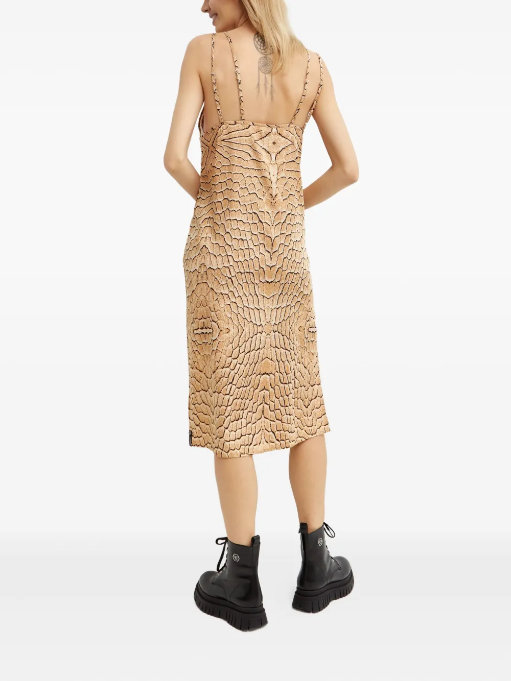 One Teaspoon Midi-jurk met Delusionsnake-print Beige