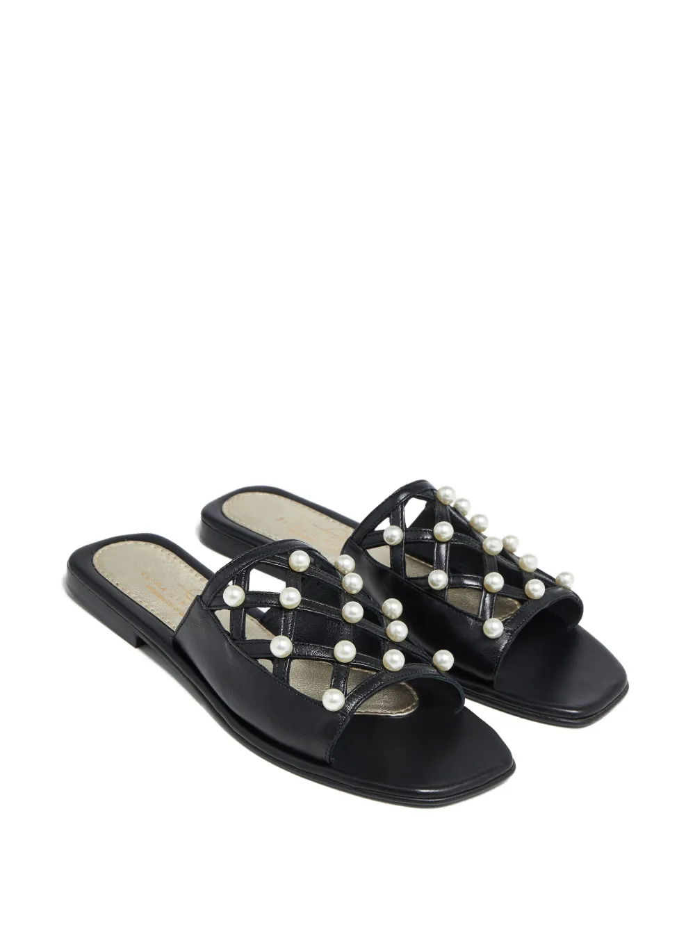 Elina Linardaki Checkmate pearls-embellished sandals | Flat Sandals | Image 2