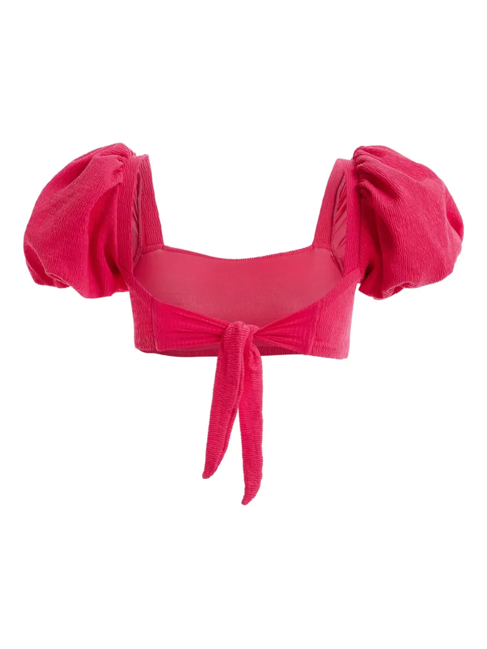 Agua Bendita Calista Puff-sleeves Bikini Top In Pink